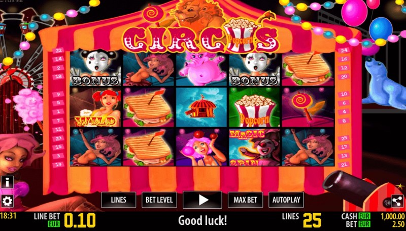 Бездепозитный бонус за регистрацию в игровых автоматах «Circus» (Цирк) от казино GMS Deluxe